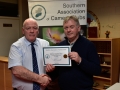 Jim Mc Sweeney (Mallow) receiving their Certificate from Richard Dwyer