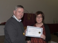 SACC Chairman Richie Dwyer presenting Micheline Murphy with her certificate